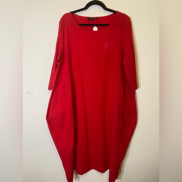 Red Cotton Maxi Dress - Picture 13 of 16